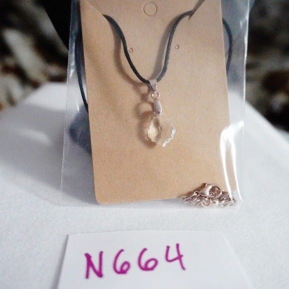 Faceted Prism Pendant Necklace on a Black Cord - Picture 4 of 5